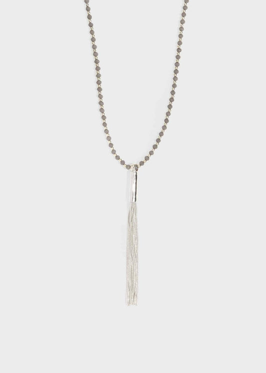 Phase Eight Tilly Tassel Long Necklace Grey/Silver RRP29
