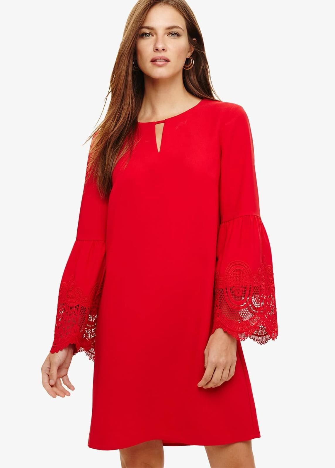 Phase Eight Angelika Shift Short Dress Red Crew Neck Size UK8 RRP89