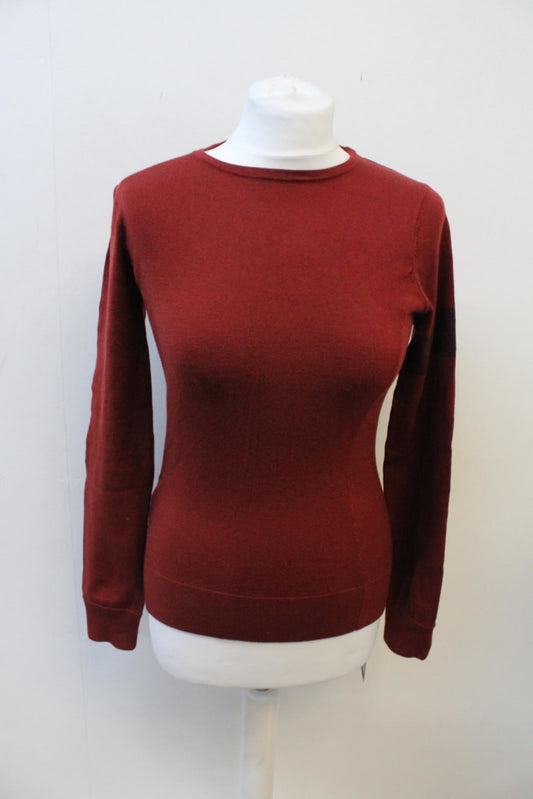 RAPHA Ladies Red Merino Long Sleeve Crew Neck Cycling Knit Jumper XS BNWT