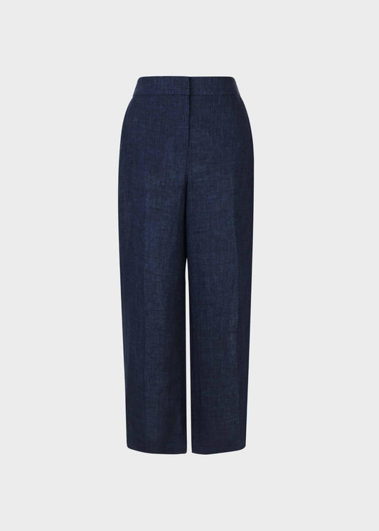 Hobbs Linen Cynthia Cropped Trousers Navy Size UK10 RRP110