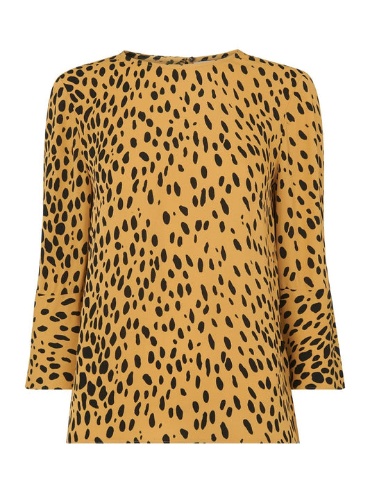 WHISTLES Ladies Cream Multicolour Animal Print Round Neck Top UK4 RRP109 BNWT