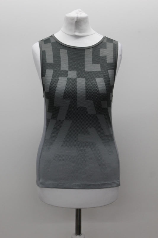 RAPHA Ladies Grey Souplesse Aero Block Print Mesh Cycling Base Layer M BNWT