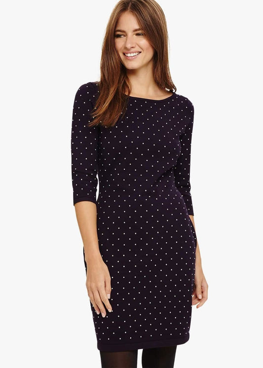 Phase Eight Helene Heat Fix Shift Shift Dress Blackcurrant Size UK16 RRP120