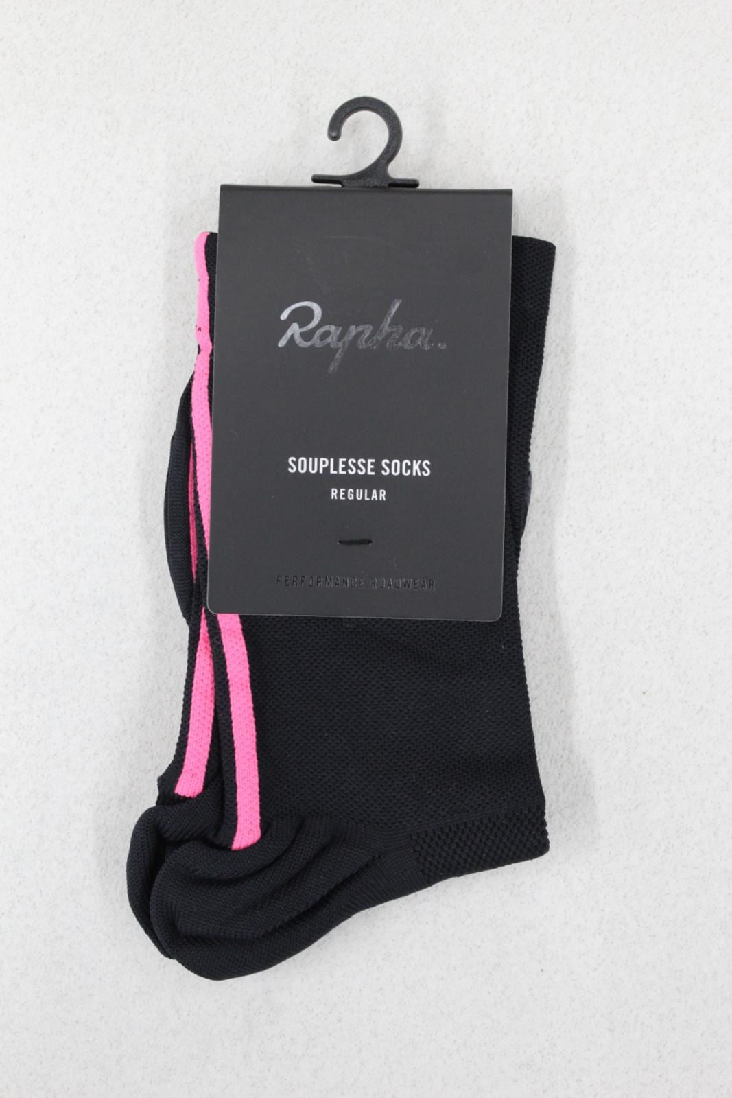 RAPHA Men's Black Hi-Vis Lightweight Regular Stretchy Souplesse Socks XS BNWT