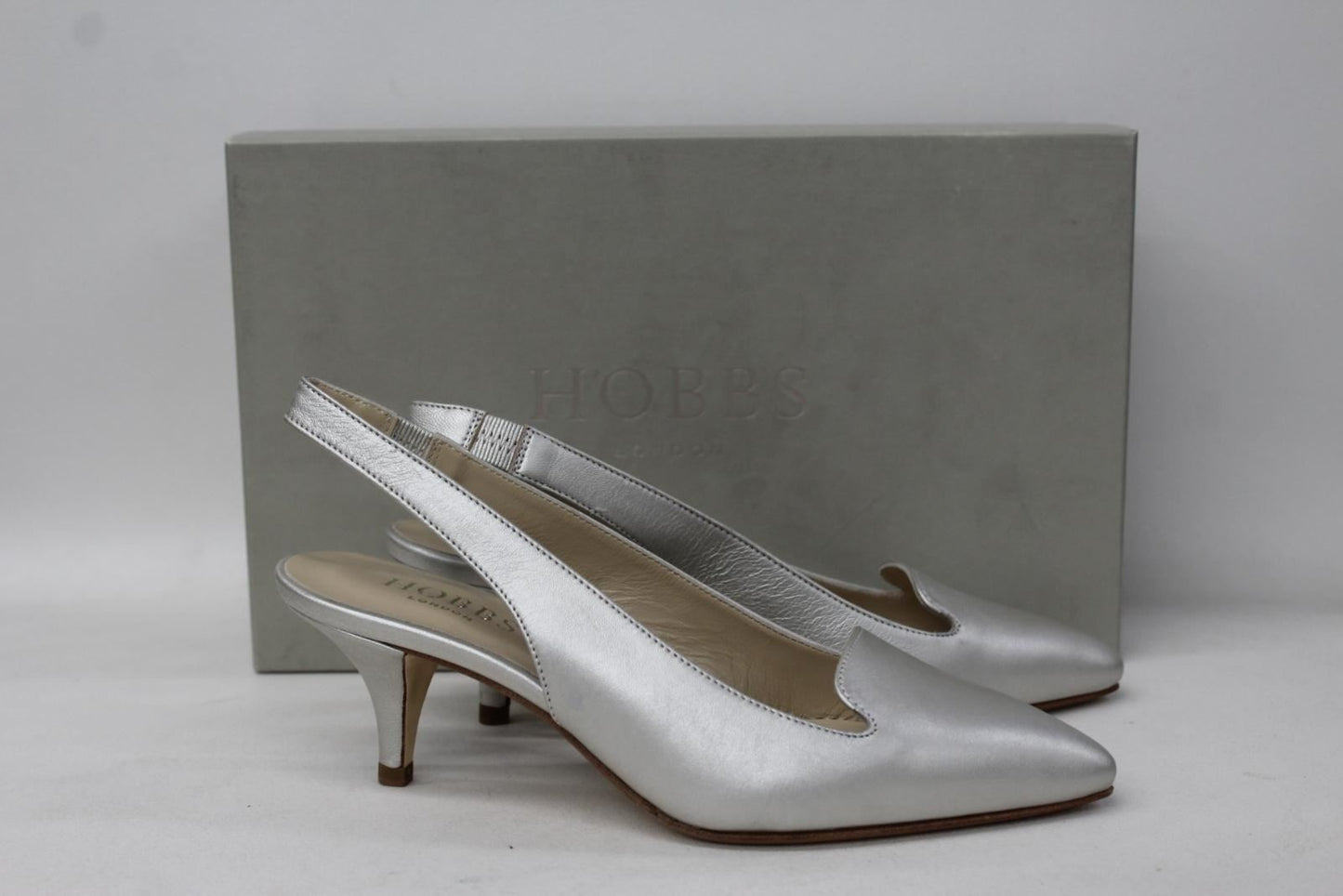 HOBBS Ladies Courtier Slipper White Gold Leather Slingback Shoes UK3 NEW RRP139