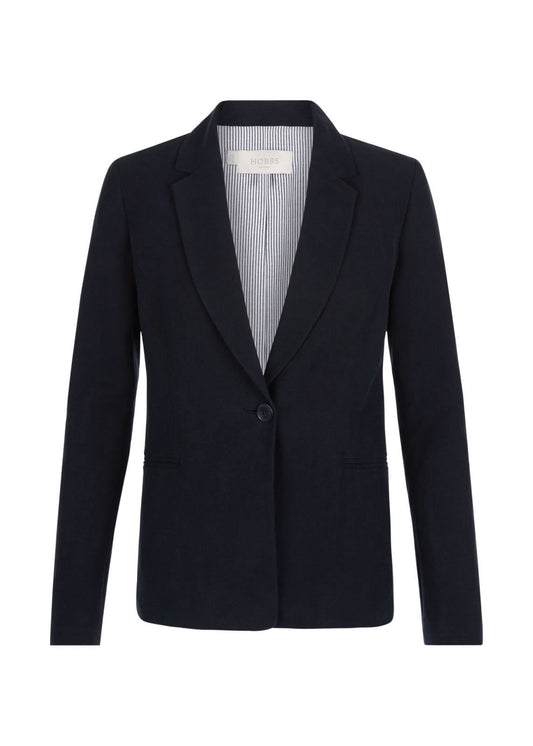 Hobbs Silk Kernow Blazer Jacket Navy Size UK8 RRP179