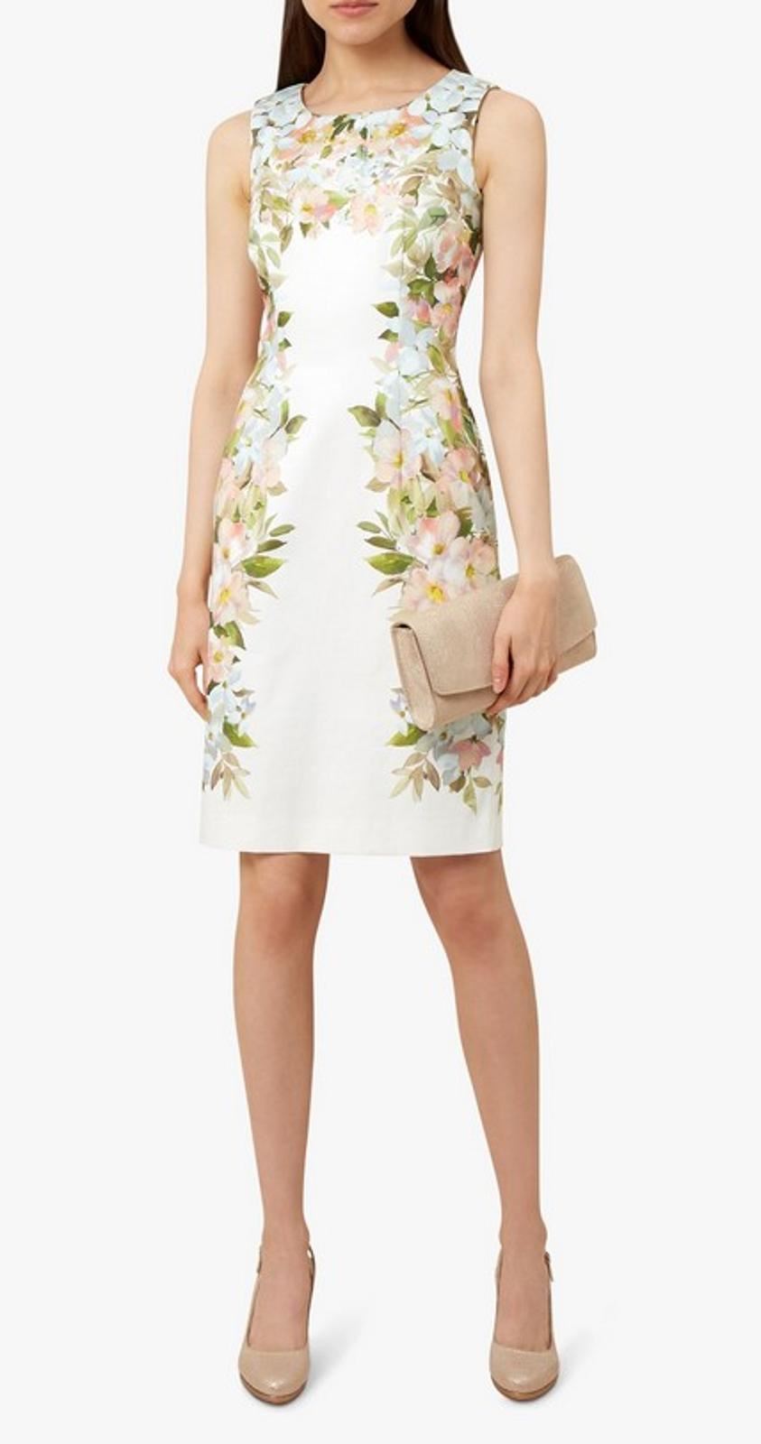 HOBBS Ladies Ivory Flower Cotton Blend Floral Fiona Pencil Dress UK12 RRP149 NEW