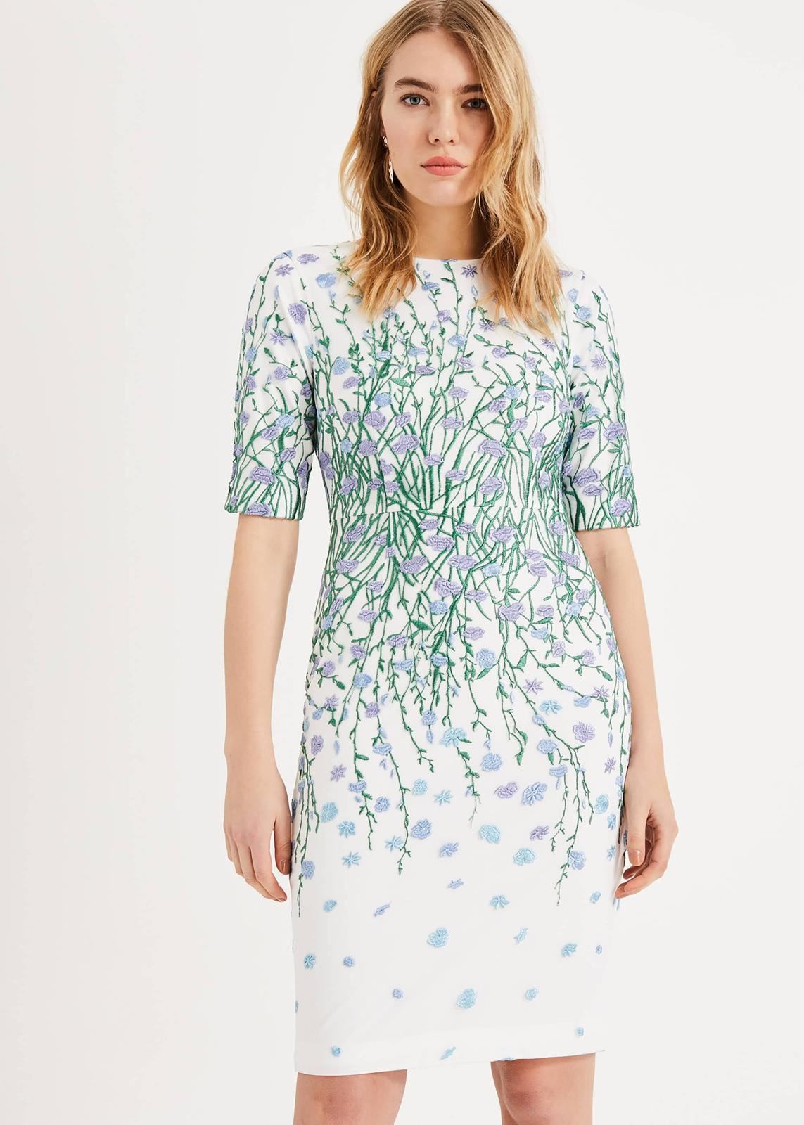 Phase Eight Julie Embroidered Flower Dress Ivory/Multi Size UK8 RRP160