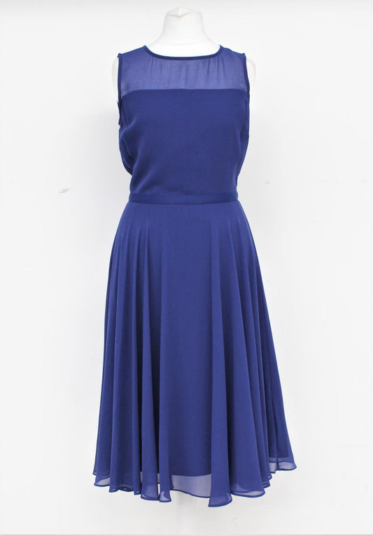 HOBBS Ladies Oxford Blue Scoop Neck Sleeveless Abigale Dress UK8 NEW RRP139
