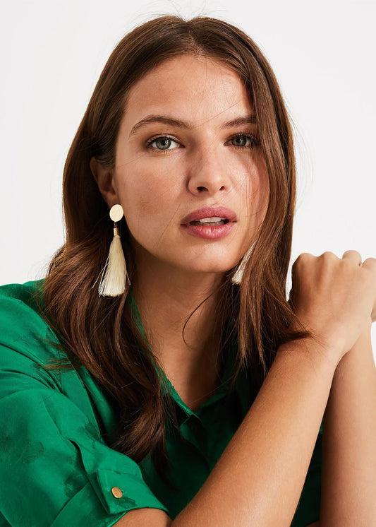 Phase Eight Caggie Tassel Earrings Cream RRP20