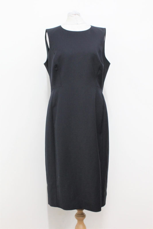 HOBBS Ladies Navy Blue Sleeveless Tailored Montrose Shift Dress UK12 BNWT