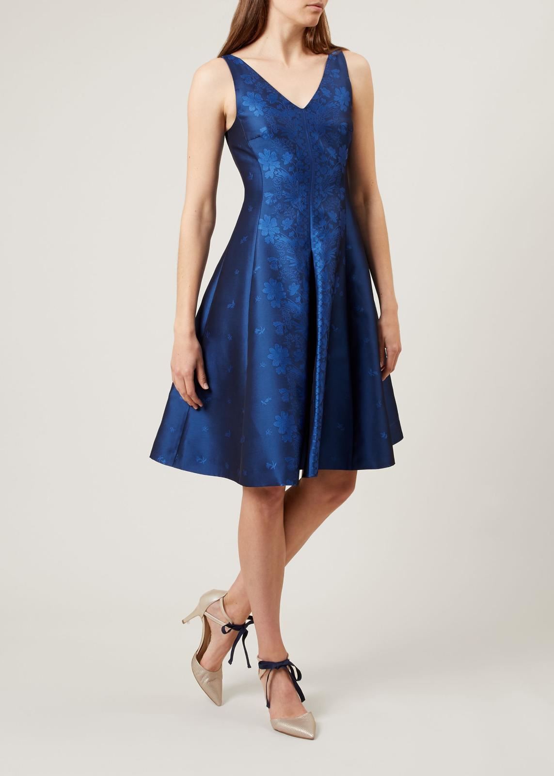 Hobbs Royal Blue Fit & Flare Dress Royal Blue Size UK6 RRP249
