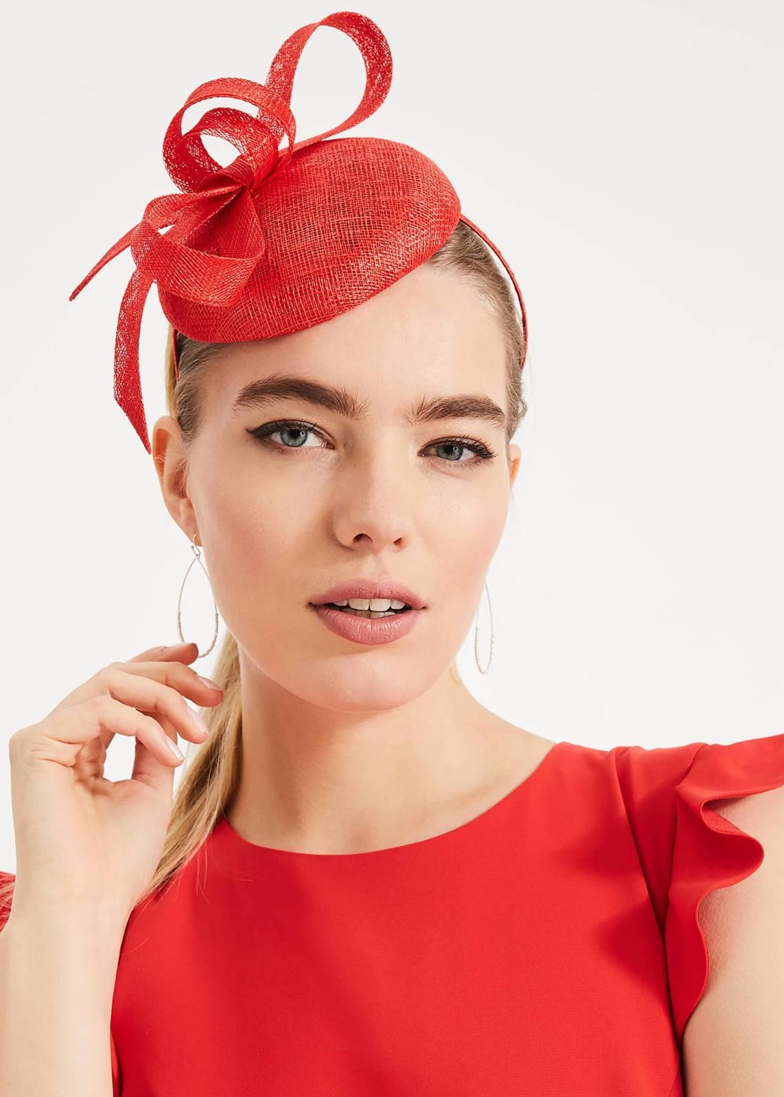 Phase Eight Sydney Twist Top Pillbox Fascinator Hat Vermilion Red RRP49