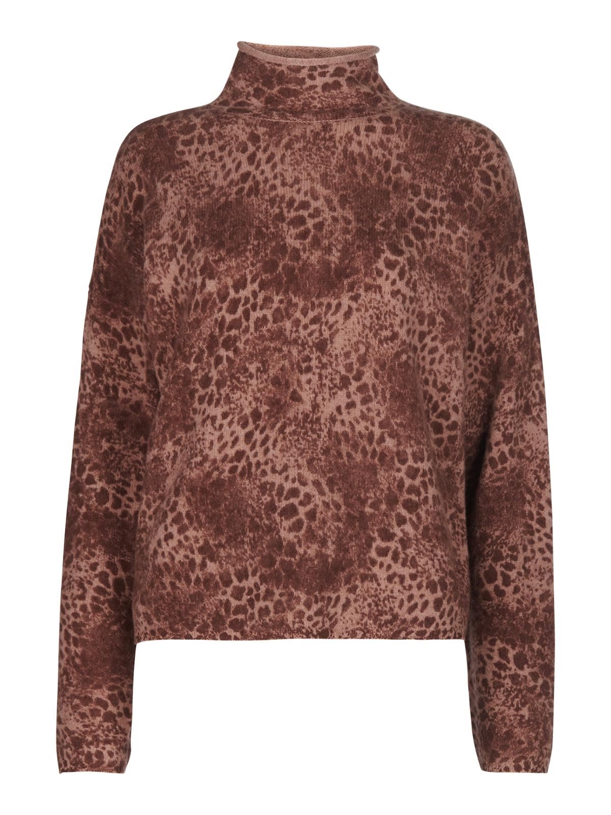 WHISTLES Ladies Big Cat Roll Neck Wool Knit Jumper Pink Multi XS BNWT RRP129