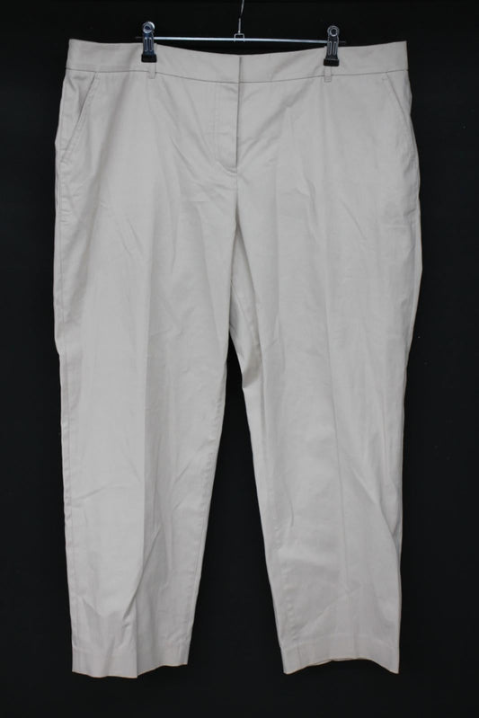 HOBBS Ladies Pottery Beige Cotton Blend Straight Leg Ava Trousers UK18 RRP79 NEW