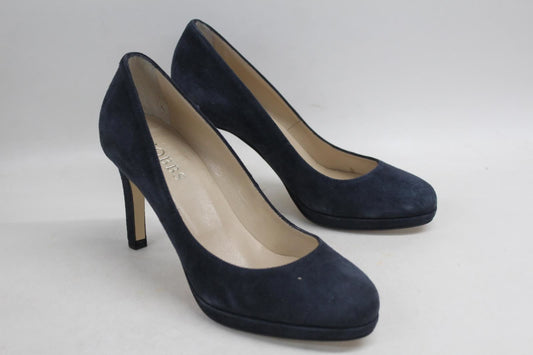 HOBBS Ladies Juliet Shoes Fine Suede Navy Blue Slip On Heels EU36 UK3 NEW
