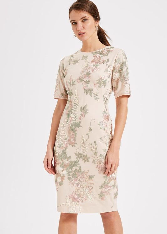 Phase Eight Annalise Embroidered Shift Dress Cameo Size UK10 RRP225