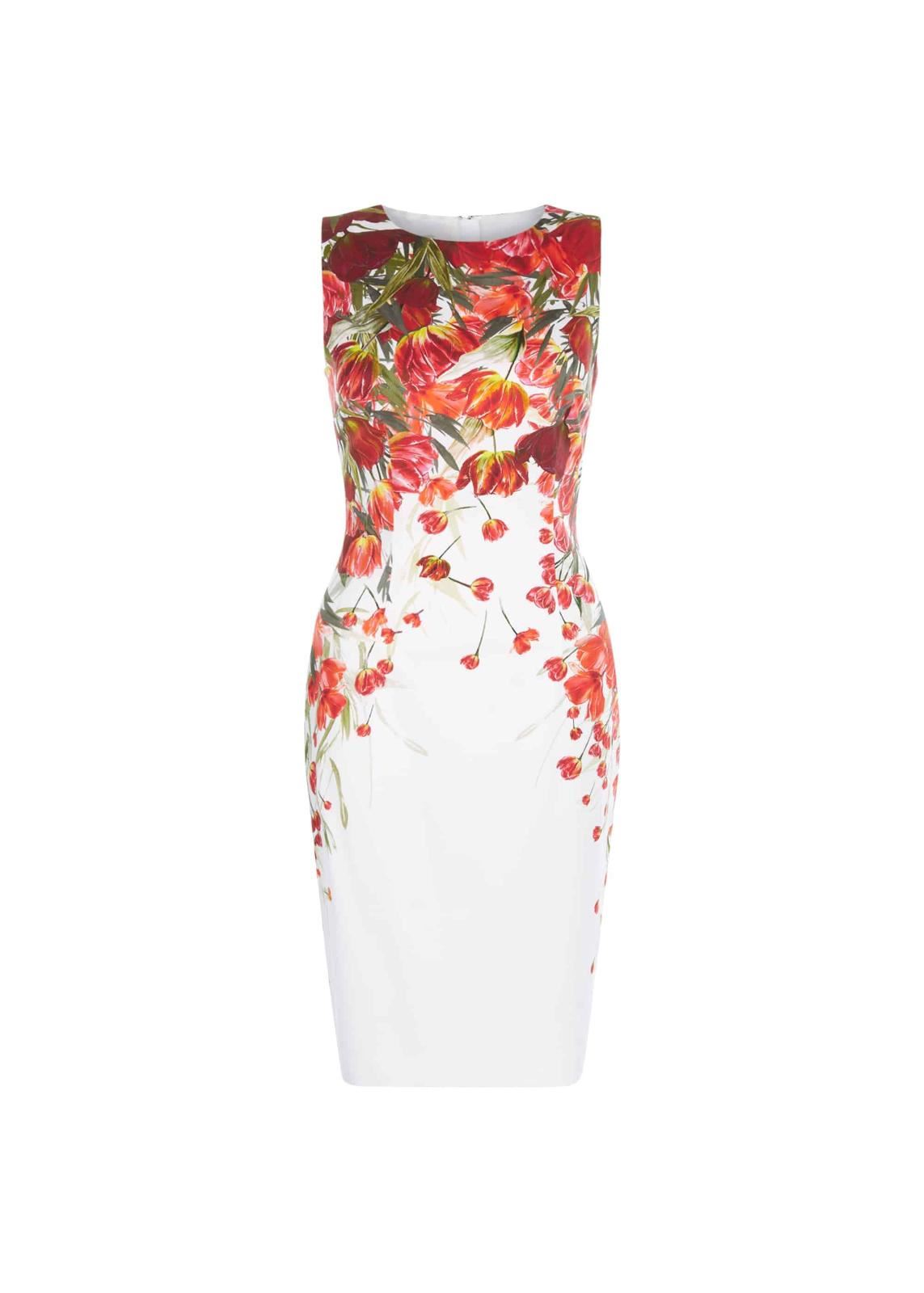 Hobbs Fiona Shift Dress Ivory Red Multi Size UK8 RRP149