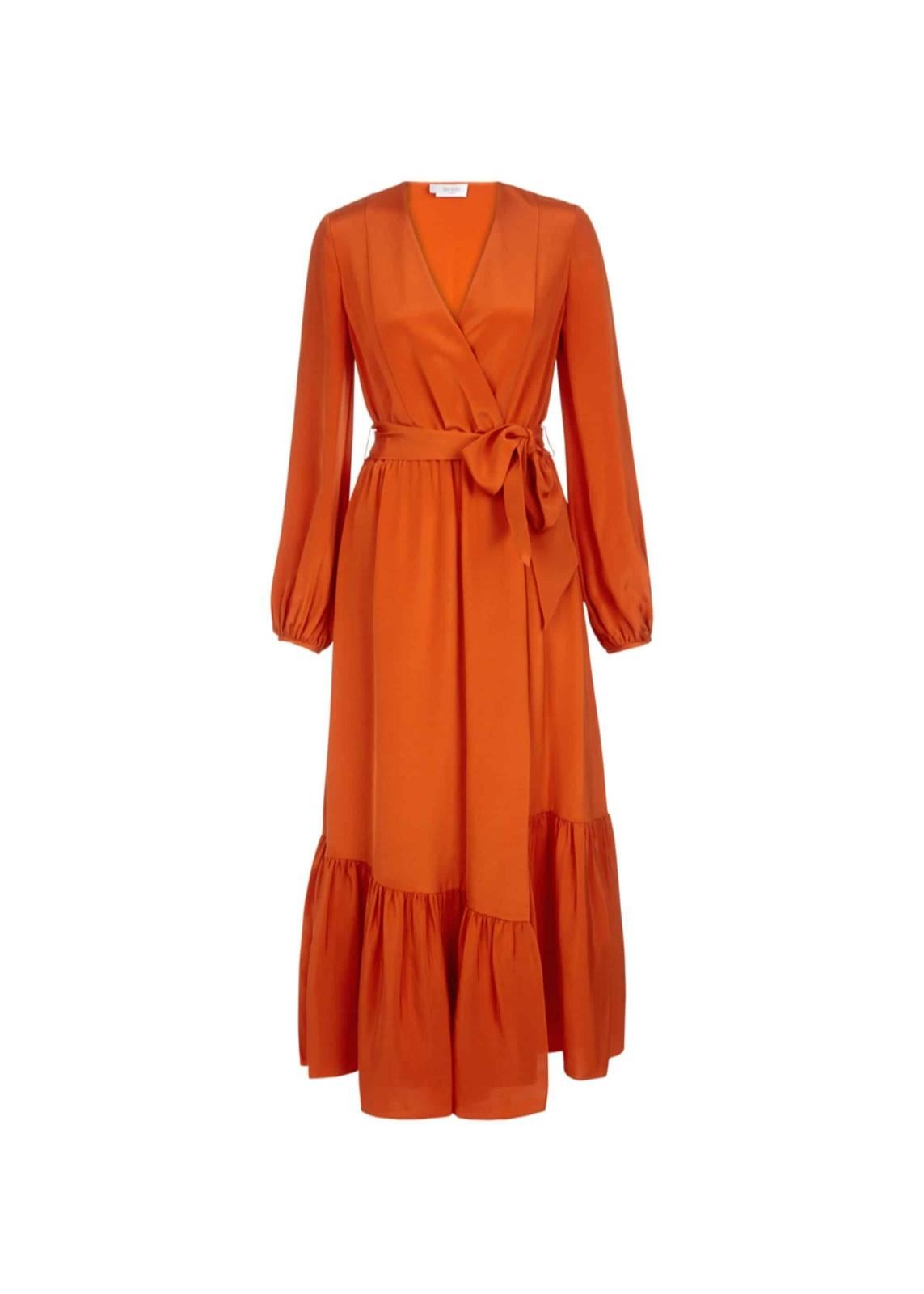 Hobbs Silk Valencia Swarp Dress Orange Size UK8 RRP359