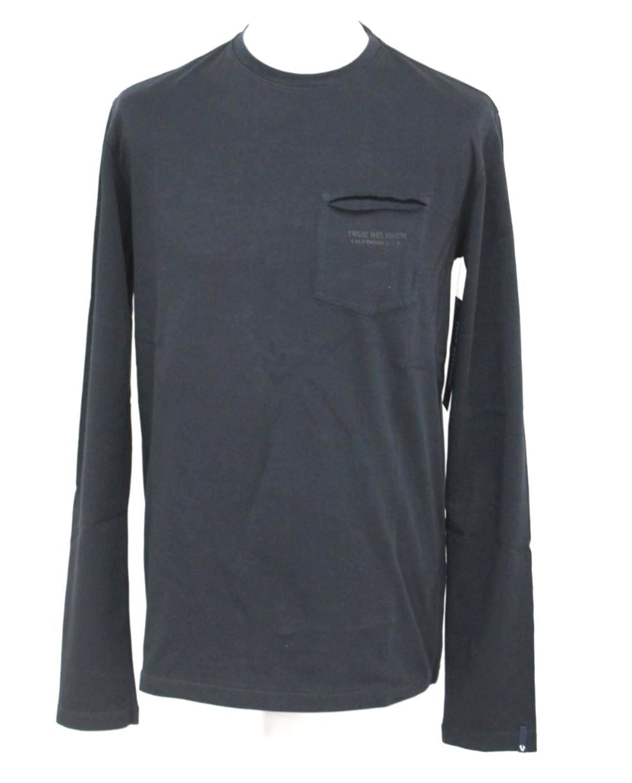 TRUE RELIGION Men's Black Cotton Long Sleeve Crew Neck T-Shirt XL RRP109 BNWT