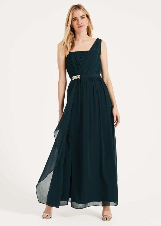Phase Eight Ilenia Drape Front Maxi Dress Pine Size UK10 RRP160