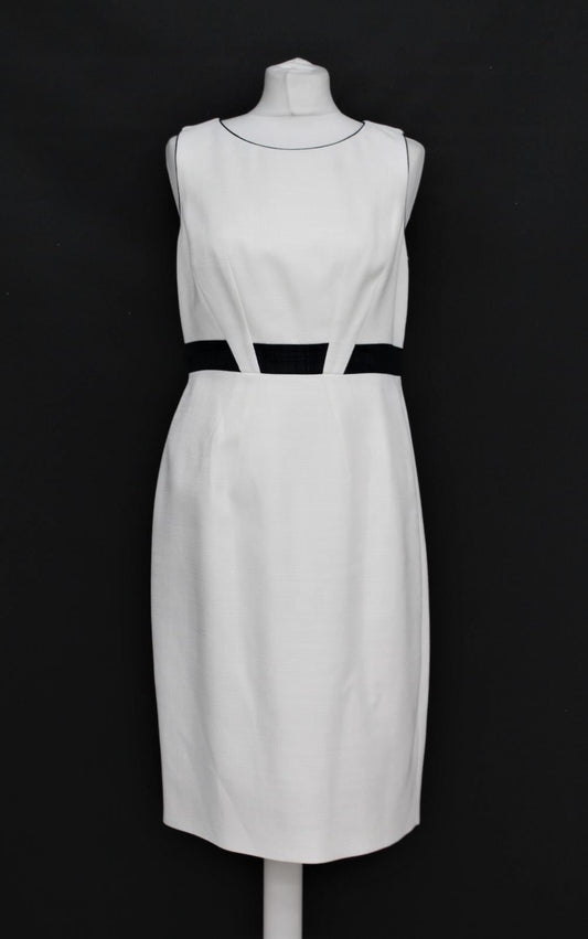 HOBBS Ladies Ivory Navy Blue Sleeveless Yvonna Shift Dress UK16 NEW RRP169
