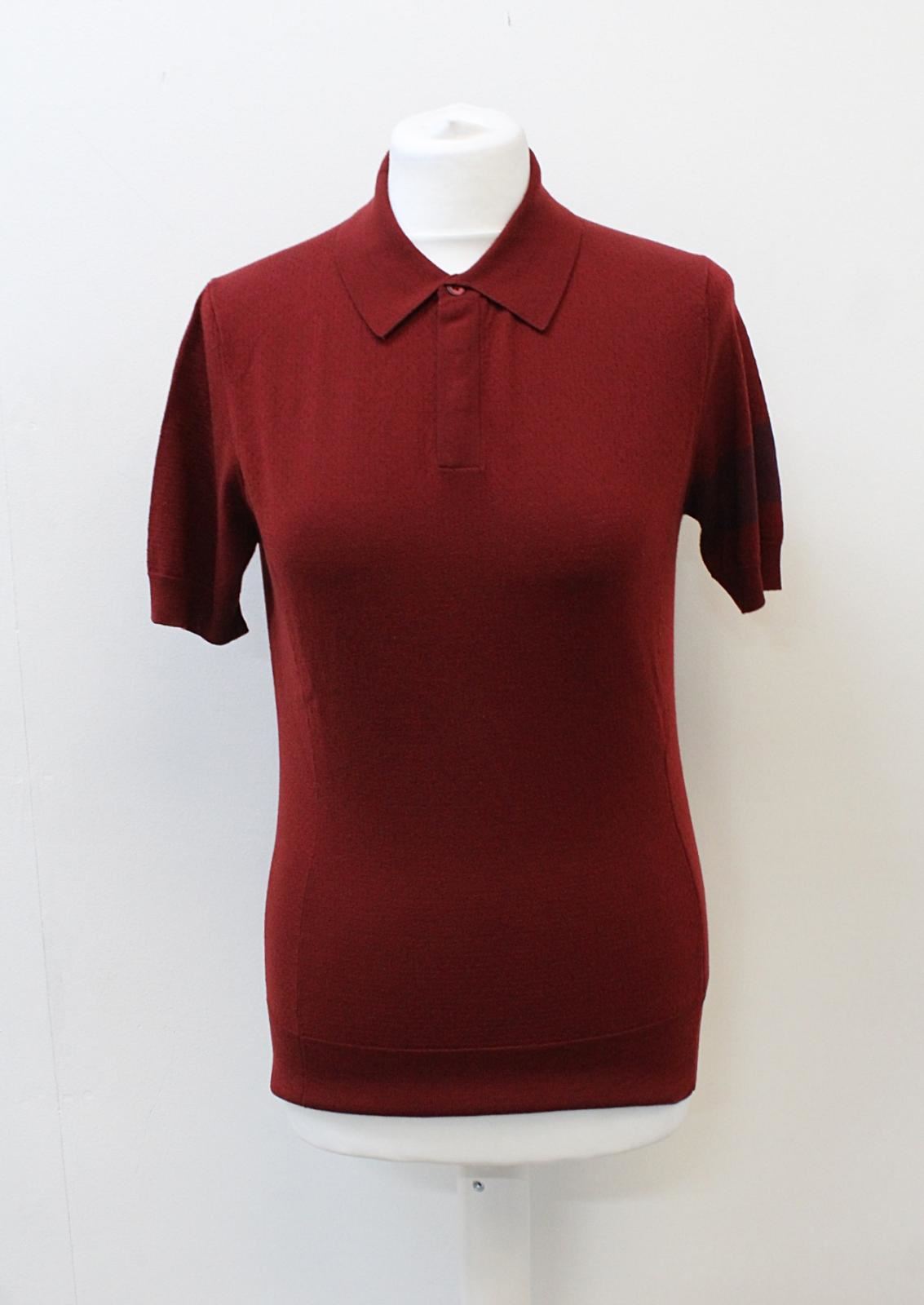 RAPHA Ladies Short Sleeve Wool Cycling Polo Knit Jersey Dark Red M NEW RRP100