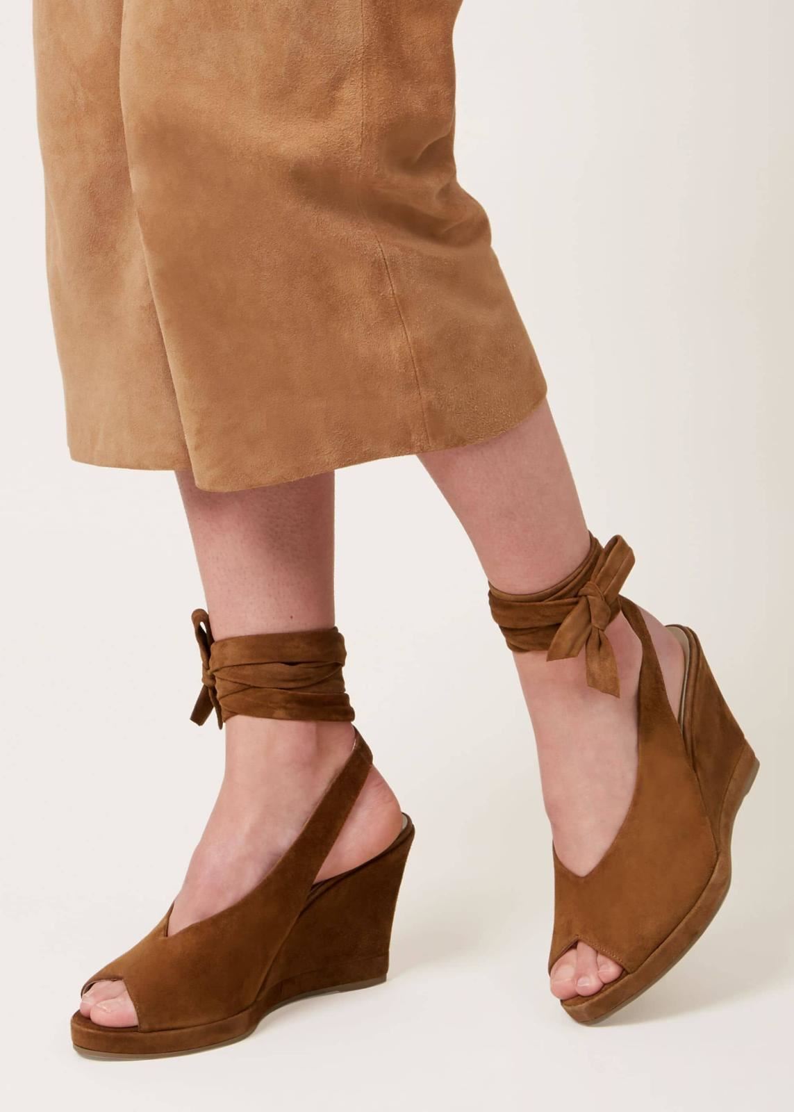 Hobbs Katrina Wedge Leather Shoe Caramel EU36 UK3 RRP179