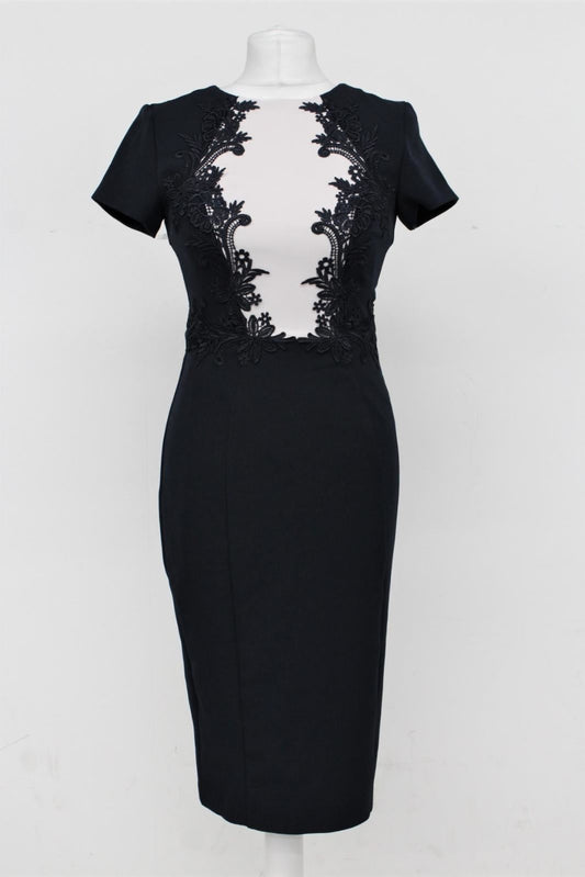 PHASE EIGHT Ladies Navy Blue Ivory Phoebe Floral Lace Sheath Dress UK6 BNWT