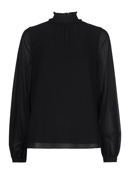 WHISTLES Ladies Black High Neck Dobby Spot Long Sleeve Top UK6 BNWT RRP109
