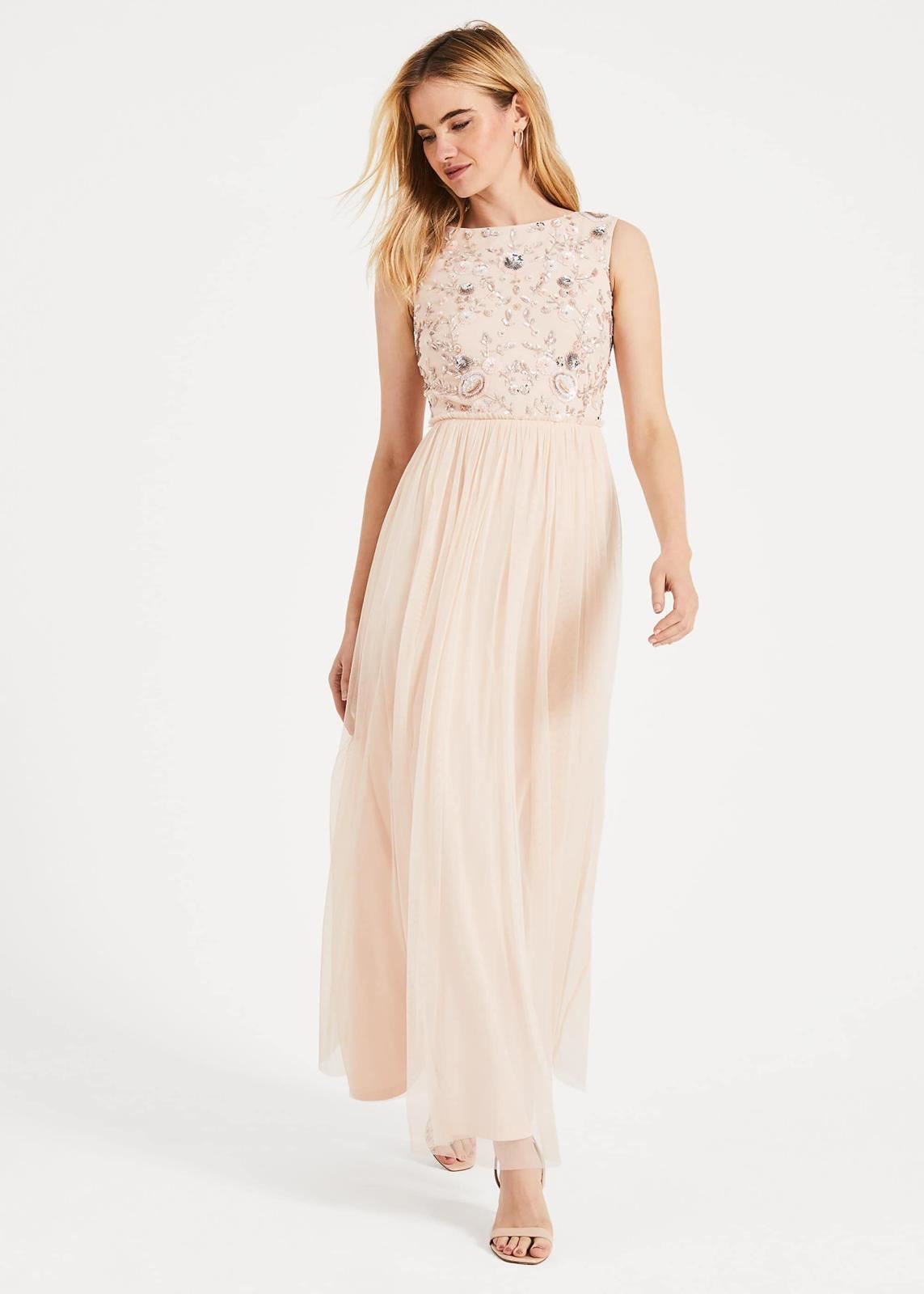 Phase Eight Rosario Beaded Maxi Maxi Dress Cameo Size UK8 RRP250