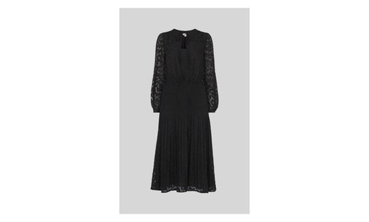 WHISTLES Nicolette Animal Devore Dress Black Long Sleeve UK6 RRP229 BNWT