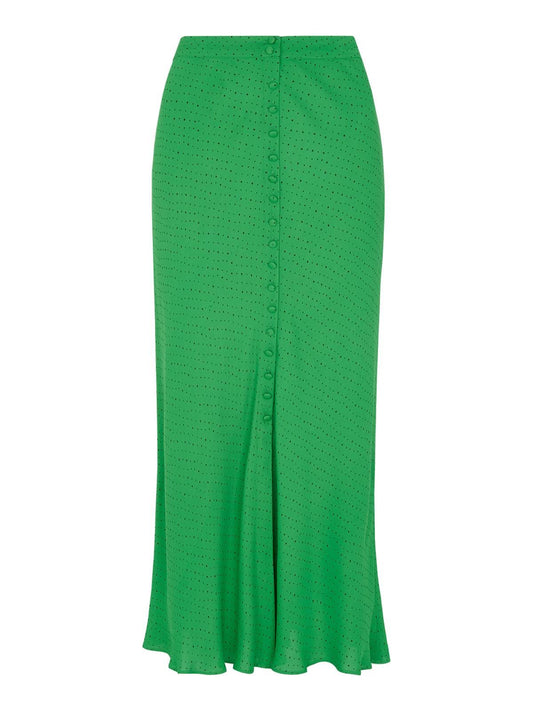 WHISTLES Ladies Green/Multi Midi Length Micro Spot Button Skirt RRP129 UK6 NEW