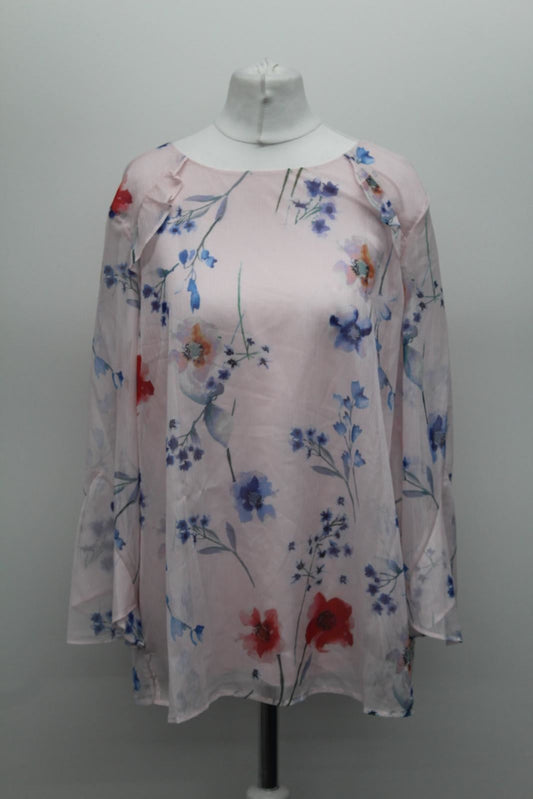 PHASE EIGHT Ladies Pink 3/4 Sleeve Round Neck Zariah Print Blouse UK14 BNWT