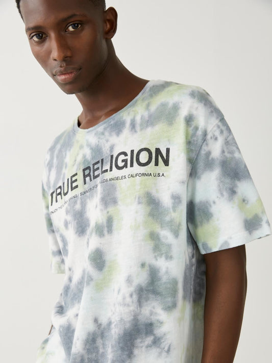 TRUE RELIGION Men's Crew Grey Print Short Sleeve Batik T-Shirt XS RRP69 BNWT