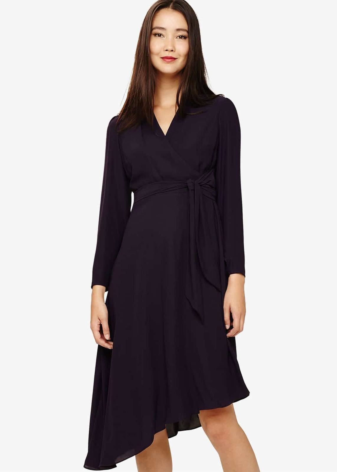 Phase Eight Justine Wrap Drape Wrap Dress Deadly Nightshade Size UK6 RRP120