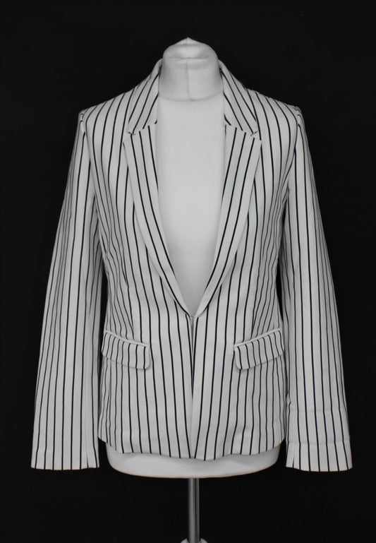 PHASE EIGHT Ladies Navy/Ivory Hook Fastening Quinn Stripe Blazer Jacket UK12 NEW