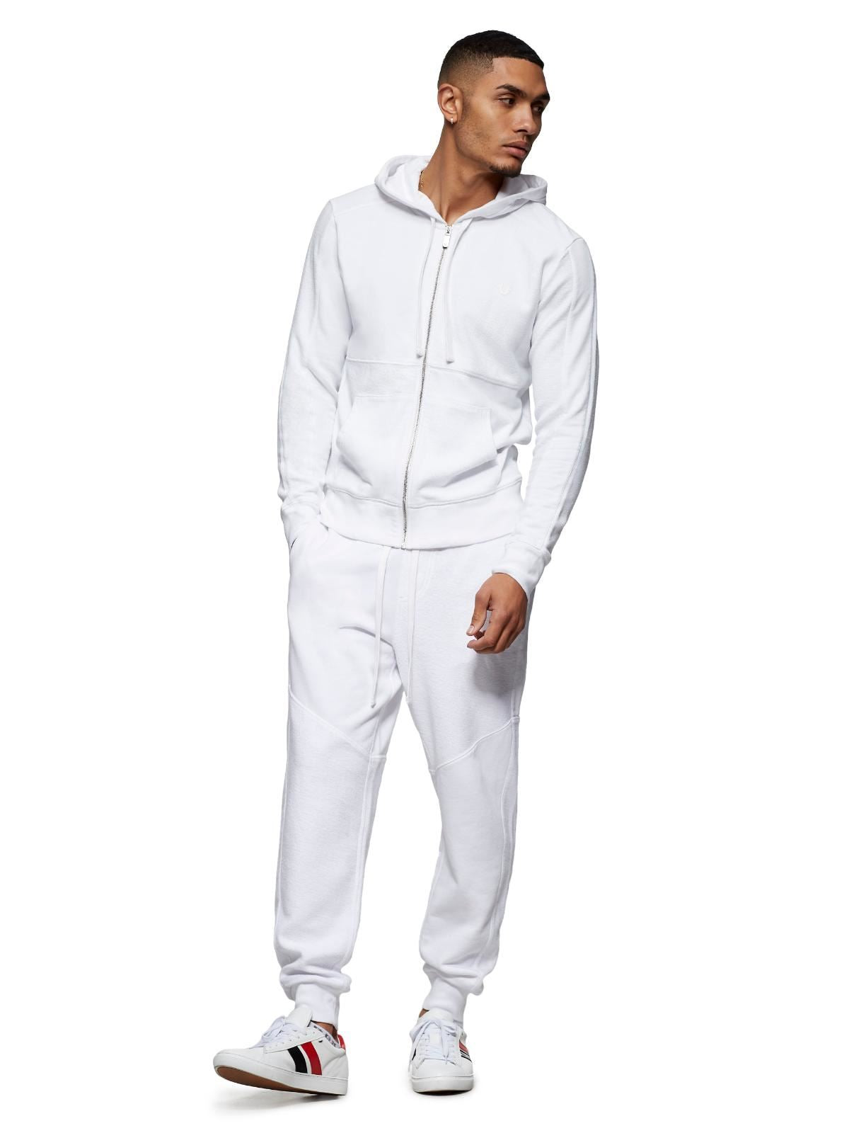 TRUE RELIGION Men's White Cotton Tonal Panel Joggers Trousers Size M RRP199 BNWT