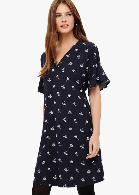 Phase Eight Violet Floral Shift Dress Navy/Ivory Size UK8 RRP89
