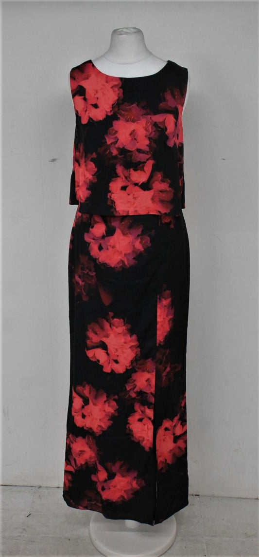 PHASE EIGHT Ladies Black/Hot Pink Sleeveless Ali Maxi Dress UK6 RRP120 NEW