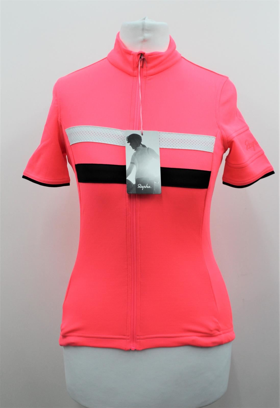 RAPHA Ladies Hi-Vis Pink Short Sleeve Zip-Up Brevet Cycling Jersey XXS BNWT