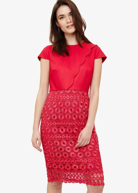 Phase Eight Marlin Lace Sheath Knee Length Dress Hot Pink Size UK10 RRP150