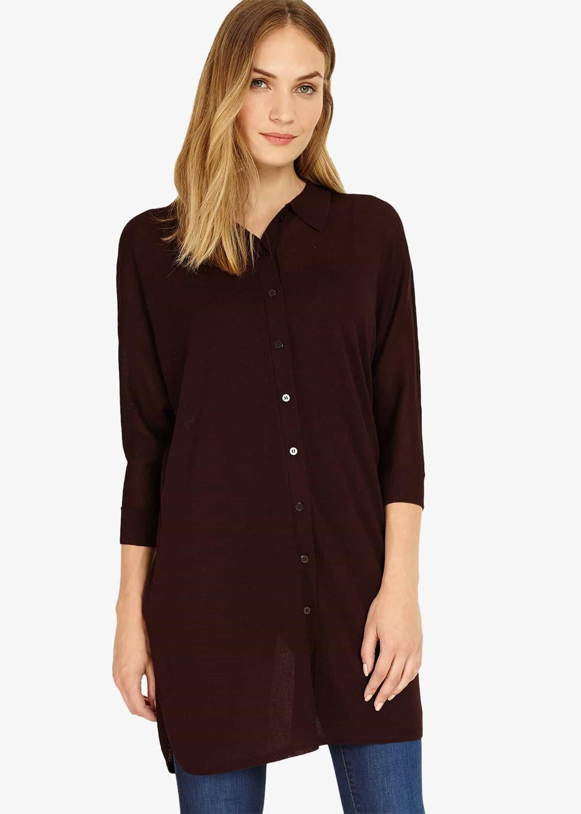 Phase Eight Geovana Knitted Shirt Merlot Size UK8 RRP69