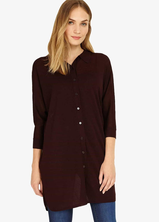 Phase Eight Geovana Knitted Shirt Merlot Size UK8 RRP69