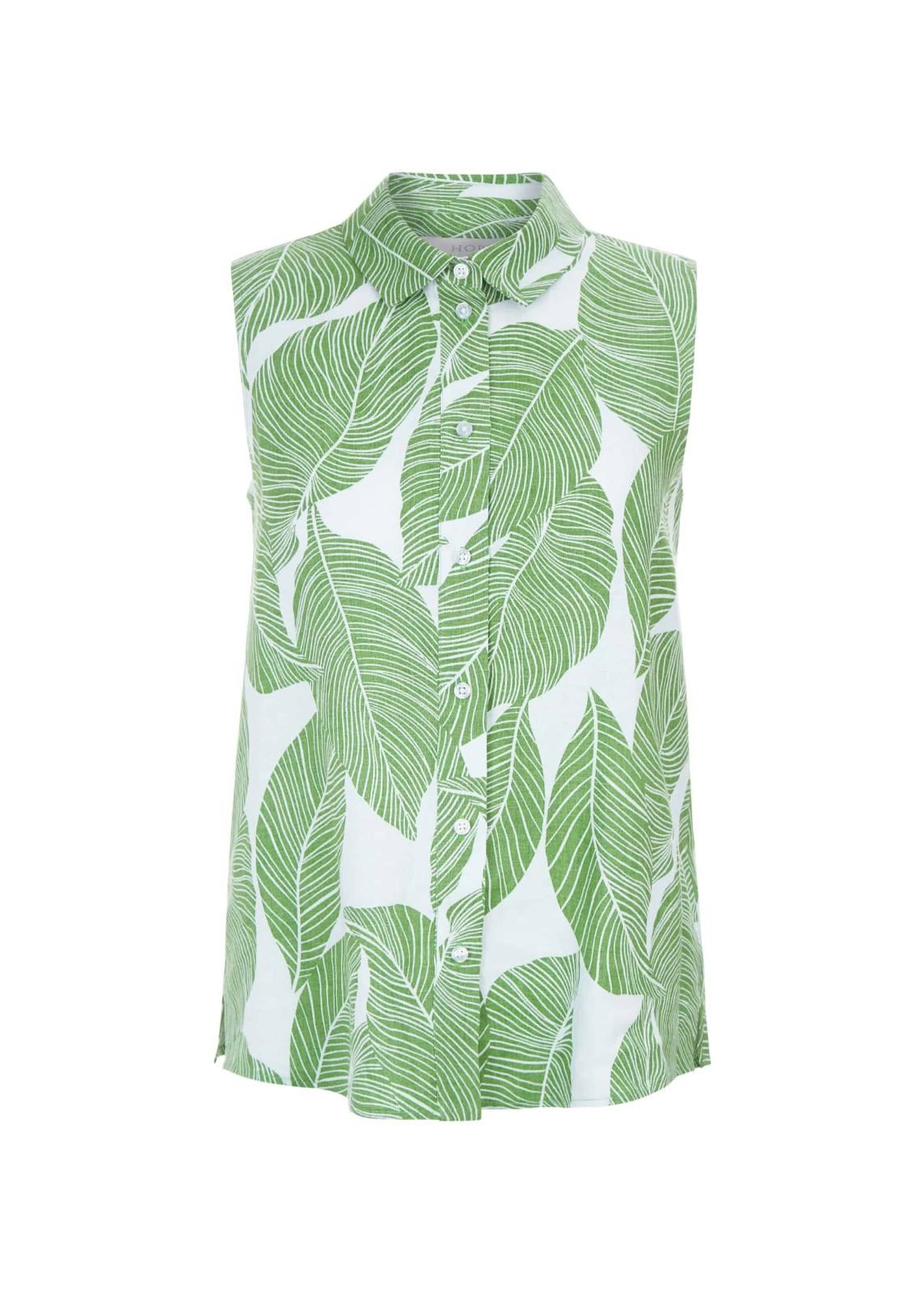 Hobbs Linen Clara Top Green White Size UK8 RRP59
