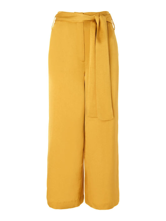 WHISTLES Ladies Gold Yellow Satin Belted Wide Leg Trousers UK6 RRP129 BNWT