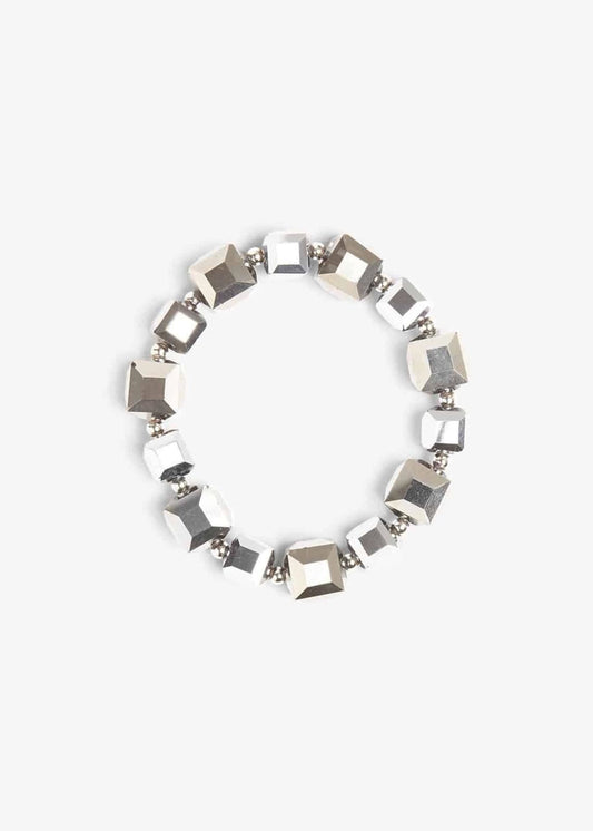 Phase Eight Selma Square Facet Stretch Bracelet Pewter RRP25