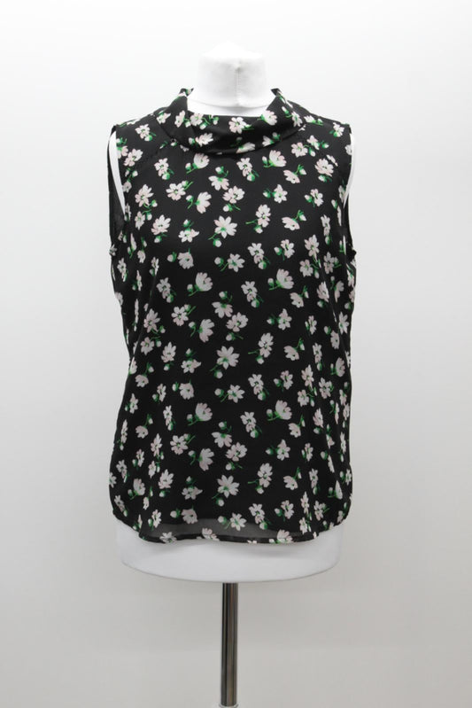 HOBBS Ladies Francesca Black Floral High Neck Top Sleeveless Size UK8 BNWT RRP89