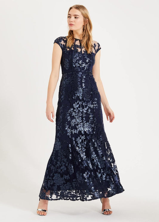 Phase Eight Yolanda Sequin Maxi Maxi Dress Navy Size UK12 RRP295