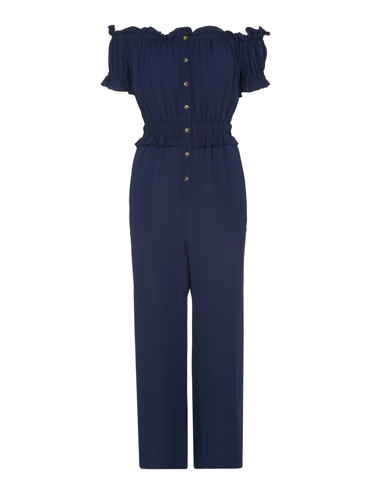 WHISTLES Ladies Rosalia Bardot Jumpsuit Short Sleeve Navy UK4 BNWT RRP179